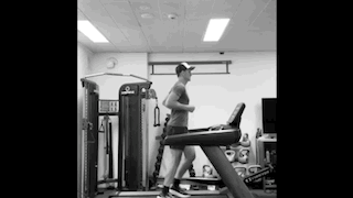 Slow motion comparison of running at 5 kph and 20 kph while keeping cadence constant