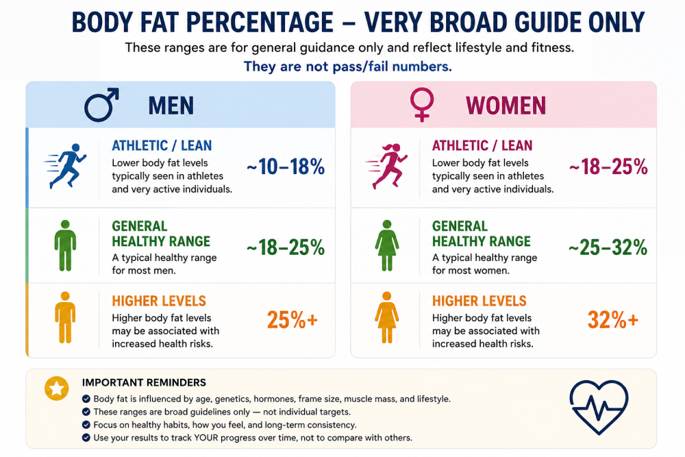 Body fat percentage broad guide