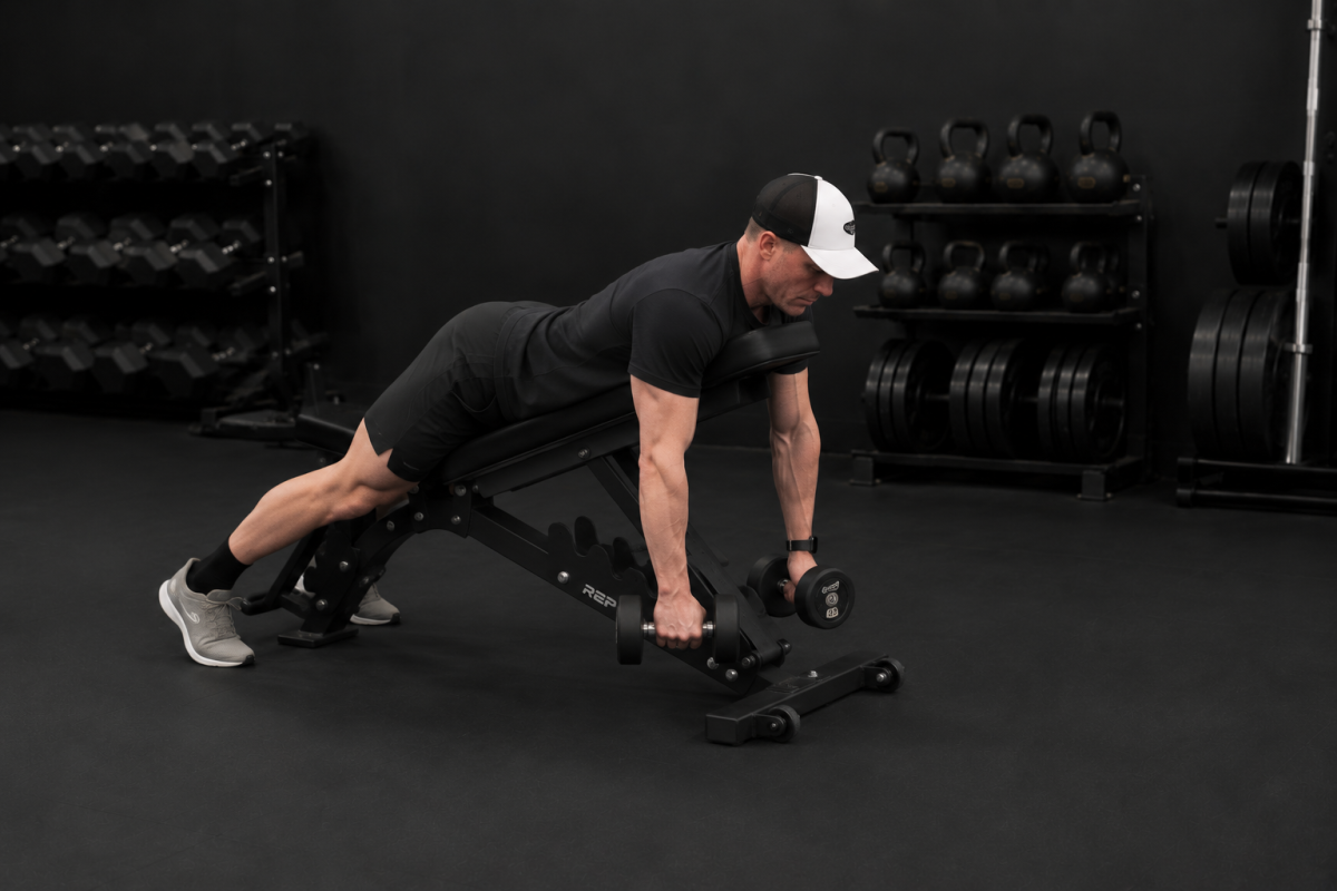 Prone dumbbell bench pulls