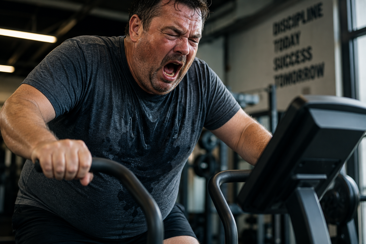 Man exercising too hard