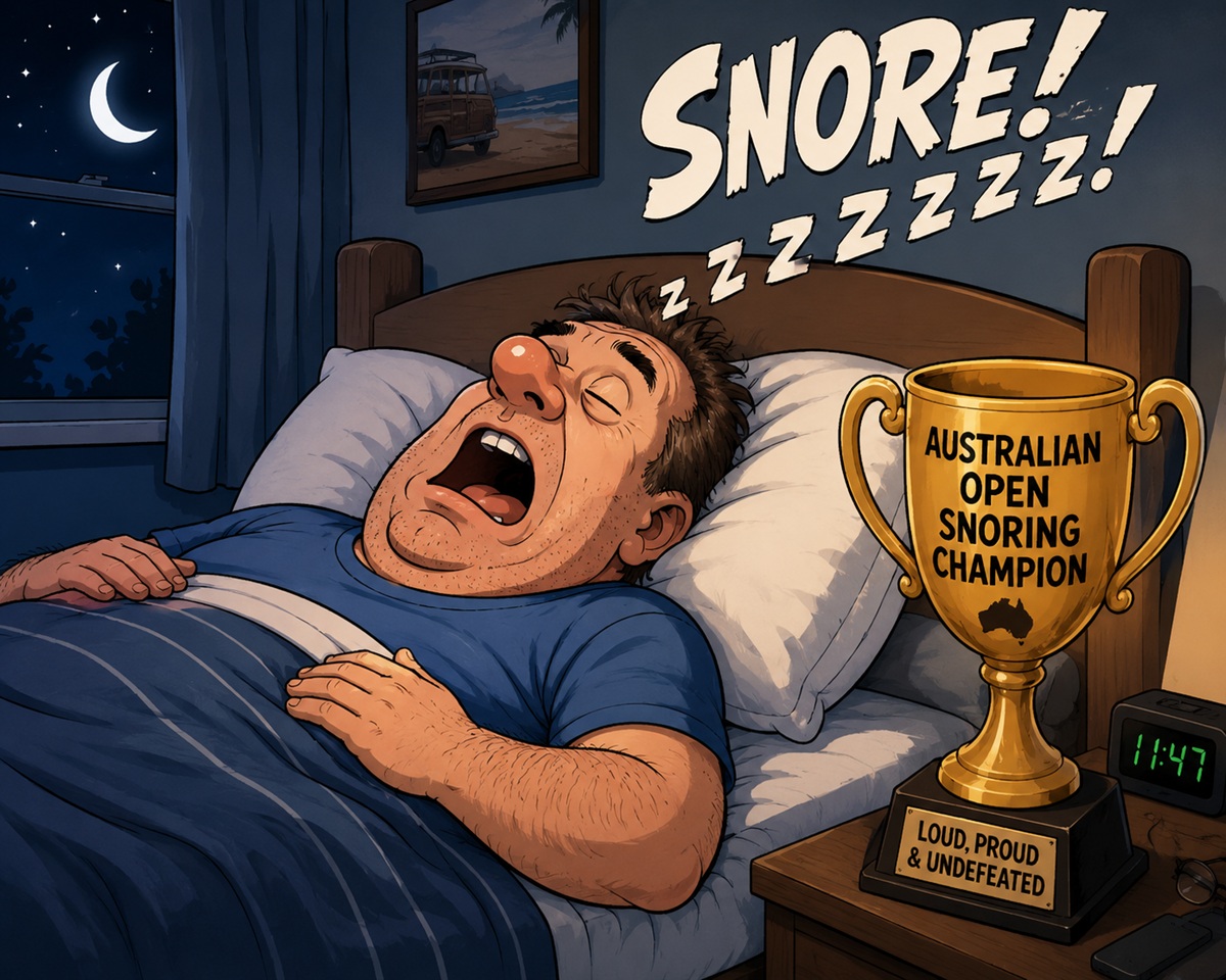 Australian snoring champion cartoon