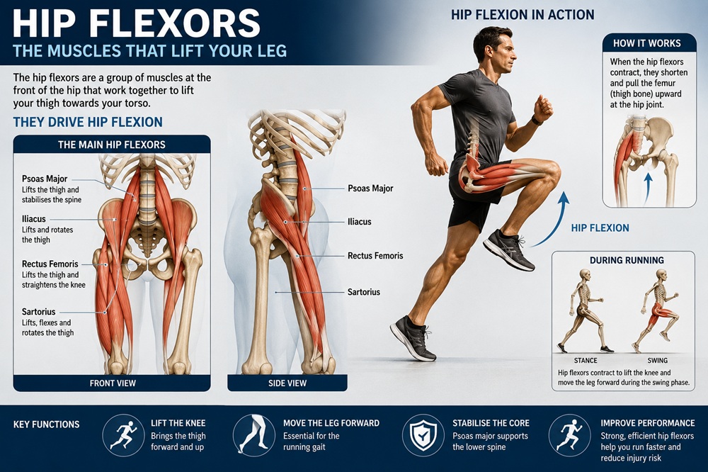 Hip flexor muscles and hip flexion action