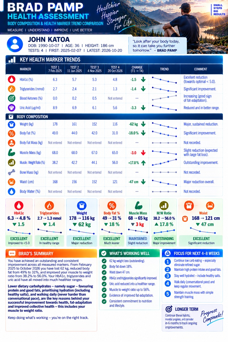 Longitudinal health assessment results